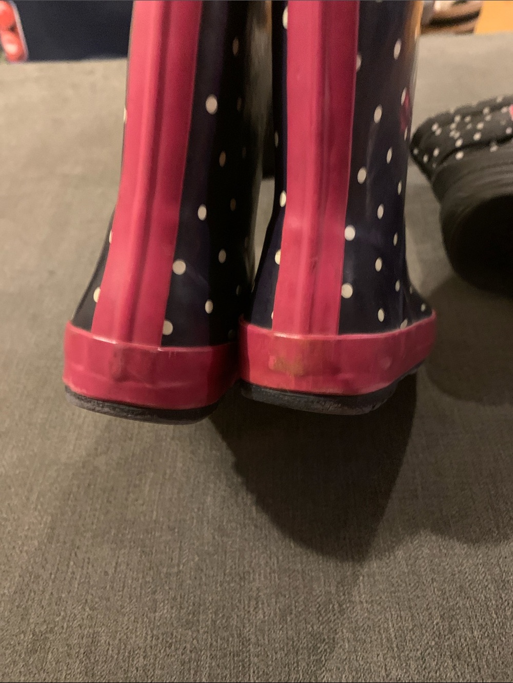 Rain Boots Winter Snow Boots Little Girls Size 9 Navy Polka Dot - Picture 3 of 7